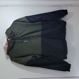 Miss London Women's Hooded Fleece Lined Jacket Gree and Black Size Medium